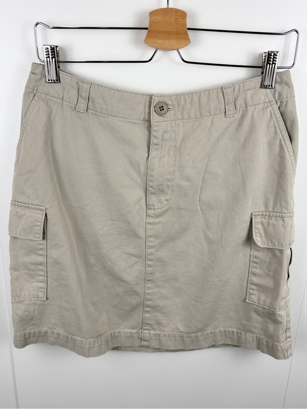 Vintage GAP Cargo Mini Skirt Beige Khaki Tan 100% Cotton sz 6 90s Y2K Pockets